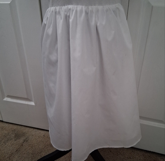 NWT And Now This Puff Sleeve Mixed Media White Dress. Size M - Picture 4 of 9